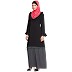 A-Line Frill Abaya- Black-Grey